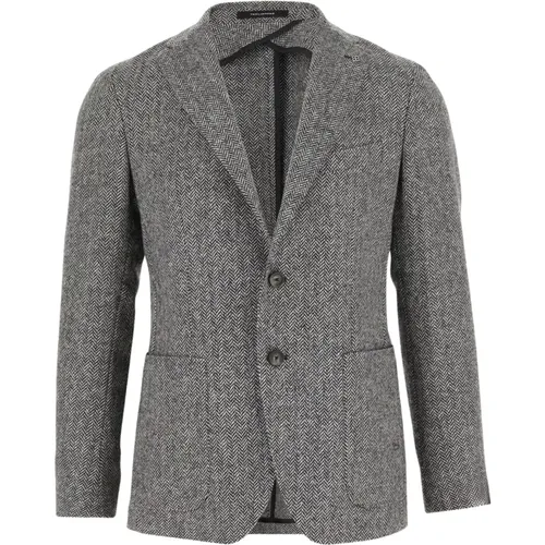 Graue Wolltweed Klassische Jacke - Tagliatore - Modalova