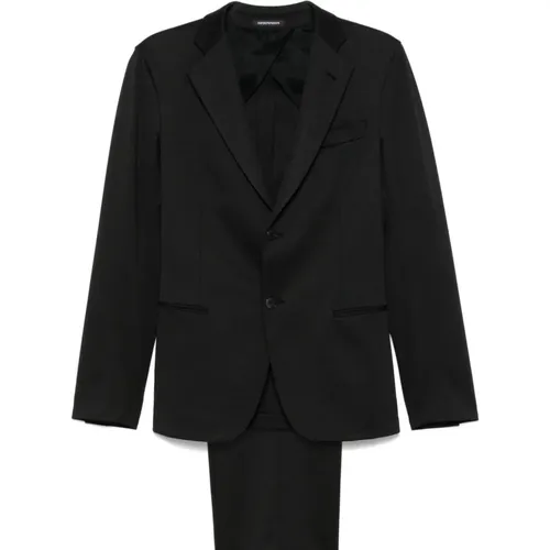 Single Breasted Suits, male, , Size: 4XL Suit with Front Button Fastening - Emporio Armani - Modalova