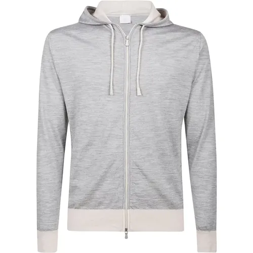 Zip-throughs, male, , Size: XL Merino Silk Hooded Full Zip Sweater - Eleventy - Modalova