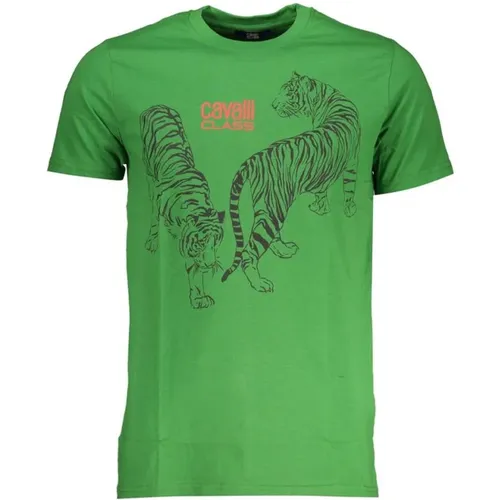 T-Shirts, male, , Size: 2XL Tiger Graphic Crew Neck Tee - Cavalli Class - Modalova
