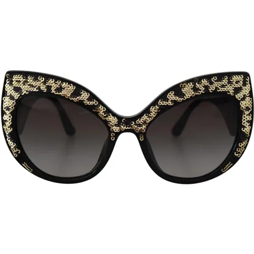 Gold Sequin Butterfly Polarized Sunglasses , female, Sizes: ONE SIZE - Dolce & Gabbana - Modalova