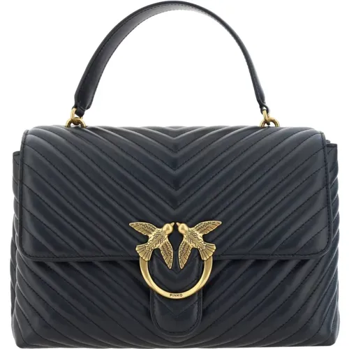 Elegante schwarze Lederhandtasche - pinko - Modalova