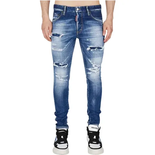 Blaue Skinny Jeans mit Abnutzungseffekt , Herren, Größe: S - Dsquared2 - Modalova