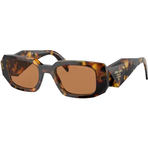 Polygonal Tortoise Sonnenbrille,Polygonale Braune Schildpatt Sonnenbrille - Prada - Modalova