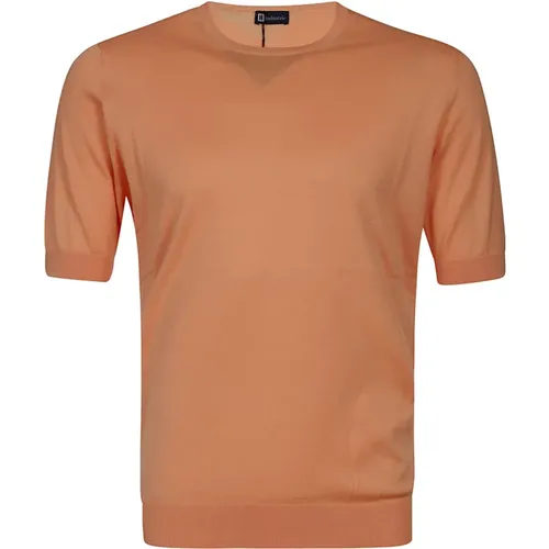 Peach Crewneck Cotton Sweater , male, Sizes: L, XL - Hindustrie - Modalova