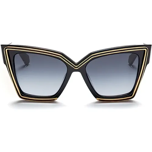 Geometrische Cat-Eye Sonnenbrille - Schwarz/Gold - Valentino - Modalova