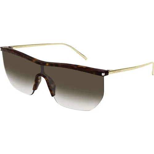 SL 519 Mask Sunglasses in Havana/ , female, Sizes: ONE SIZE - Saint Laurent - Modalova