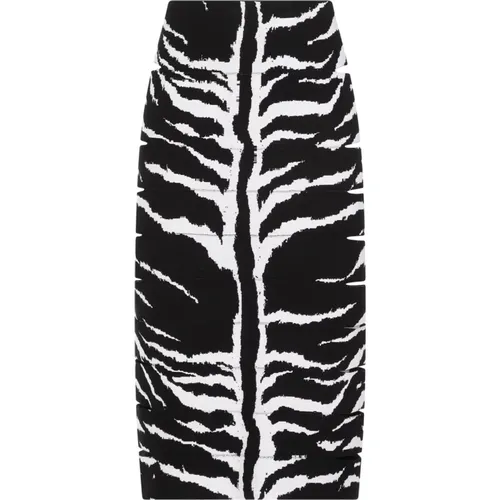 Midi Skirts, female, , Size: XS Zebra Pencil Skirt Black White - Alaïa - Modalova