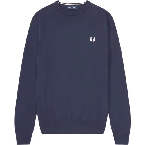 Sweatshirts, male, , Size: 2XL Classic Crew Neck Jumper in Navy - Fred Perry - Modalova