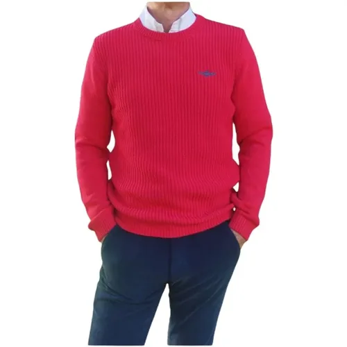 Cotton Knit Round Neck Sweater , male, Sizes: M, L, 2XL - aeronautica militare - Modalova