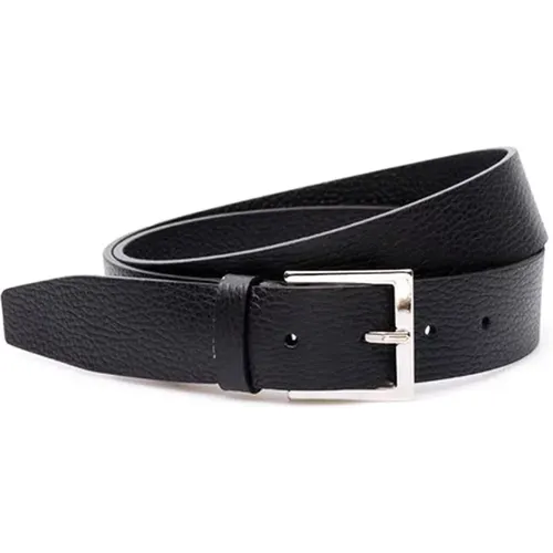 Grained Leather Belt with Logo Buckle , male, Sizes: 100 CM, 110 CM - Orciani - Modalova