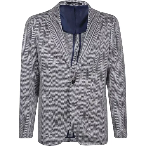 Blazers, male, , Size: M Navy Blazer Jacket - Tagliatore - Modalova