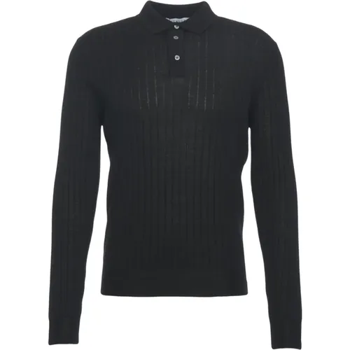 Round-neck Knitwear, male, , Size: 2XL Ribbed Polo Sweater - Gender - Modalova