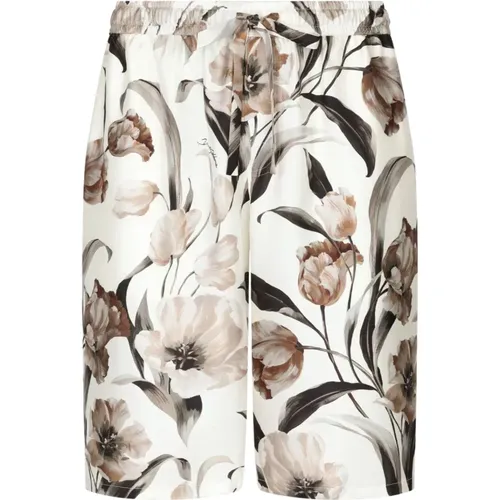 Floral Print Silk Shorts , male, Sizes: M, L - Dolce & Gabbana - Modalova