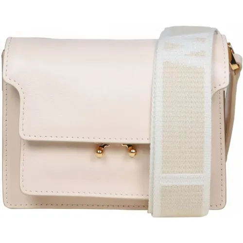 Cream Leather Trunk Shoulder Bag , female, Sizes: ONE SIZE - Marni - Modalova
