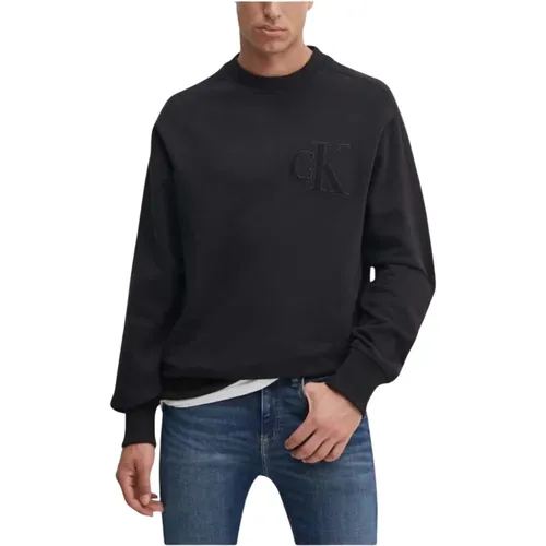 Sweatshirts, male, , Size: M Applique Sweatshirt Straight Cut - Calvin Klein - Modalova