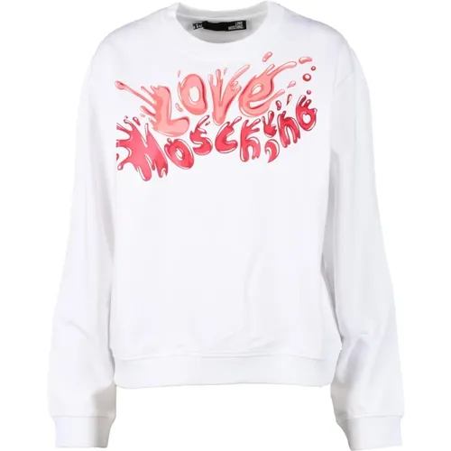 Sweatshirts, female, , Size: S Cotton Knit Sweater - Love Moschino - Modalova