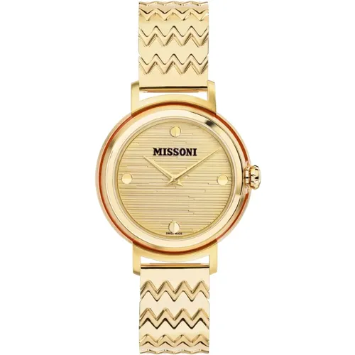 Watches, female, , Size: ONE SIZE Fiammato Gold Stainless Steel Watch - Missoni - Modalova