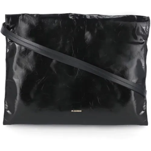 Leather Shoulder Bag with Contrasting Logo , female, Sizes: ONE SIZE - Jil Sander - Modalova