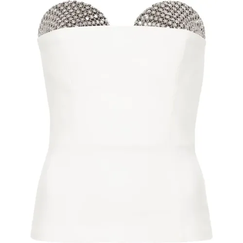 Rhinestone Square Neck Top , female, Sizes: XS - Genny - Modalova