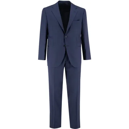 Single Breasted Suits, male, , Size: 4XL Classic Wool and Silk Suit - Kiton - Modalova