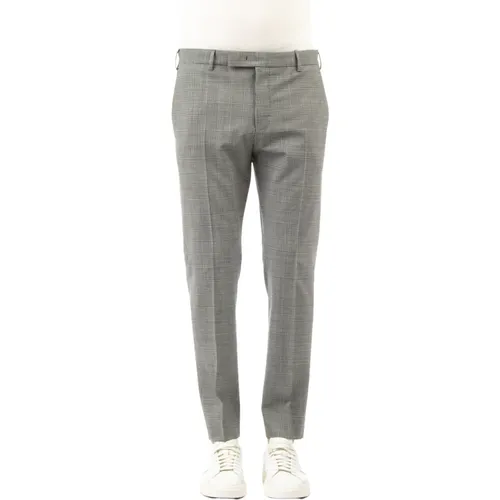 Chinos, male, , Size: S Grey Wool Stretch Trousers - PT Torino - Modalova