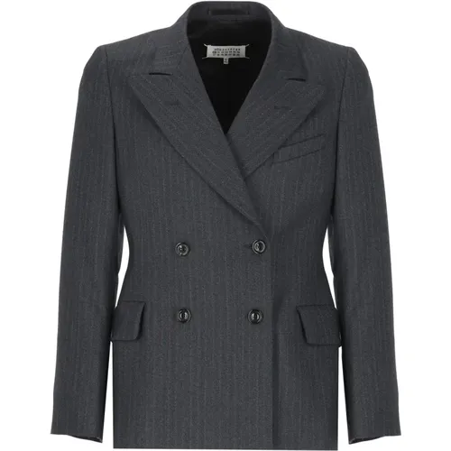 Blazers, male, , Size: S Wool Double-Breasted Blazer - Maison Margiela - Modalova