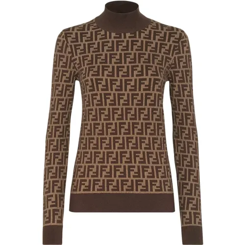 Cotton Sweater with FF Motif , female, Sizes: S, M, XS, 2XS - Fendi - Modalova