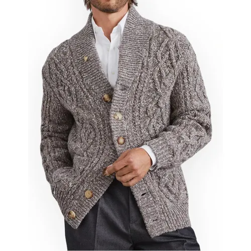 Cardigans, male, , Size: L Stylish Cardigan - BRUNELLO CUCINELLI - Modalova