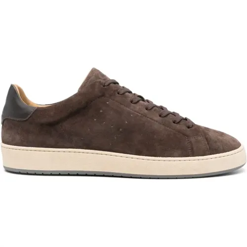 Braune Ledersneakers gebürstetes Finish , Herren, Größe: 43 EU - Hogan - Modalova