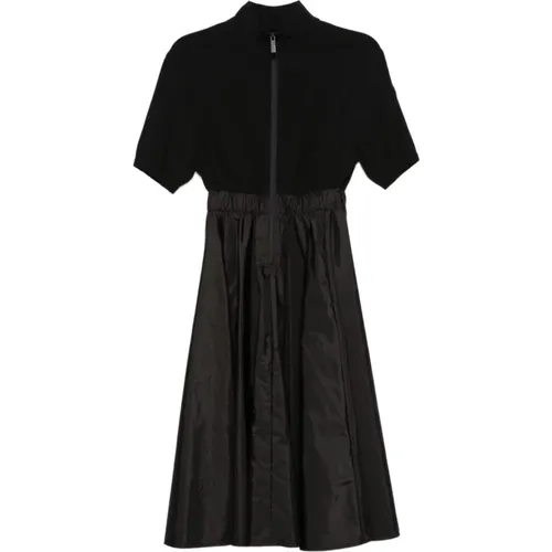 Midi Dresses, female, , Size: S Satin Dress with Nylon Skirt - Moncler - Modalova