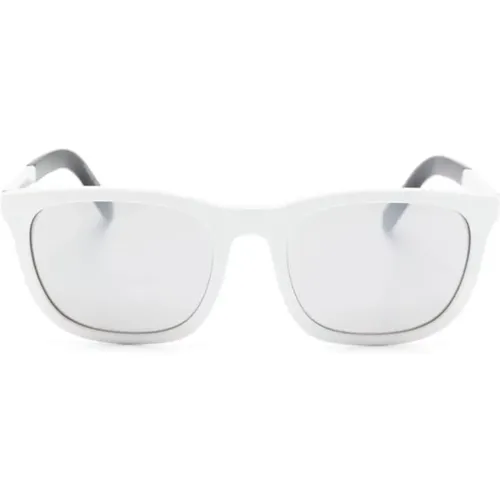 Weiße Sonnenbrille mit Originalzubehör , unisex, Größe: 57 MM - Moncler - Modalova