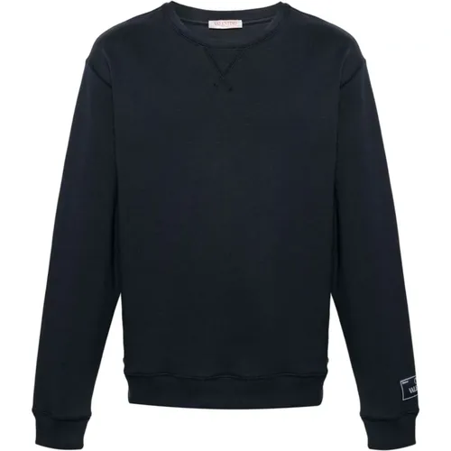 Navy Sweatshirt with Logo Patch , male, Sizes: L, M, S - Valentino - Modalova