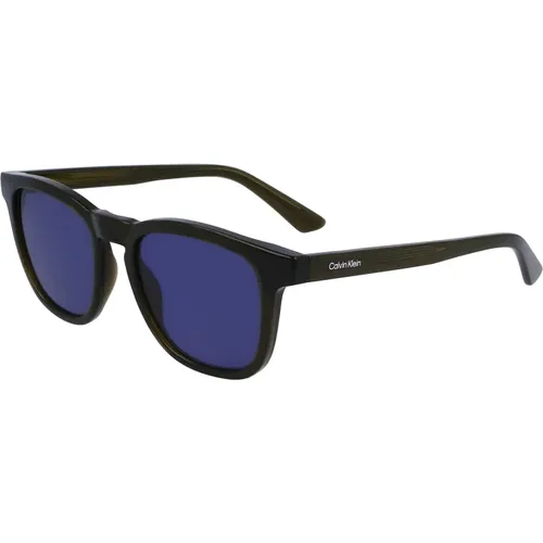 Schwarze/Blaue Sonnenbrille , Herren, Größe: 52 MM - Calvin Klein - Modalova