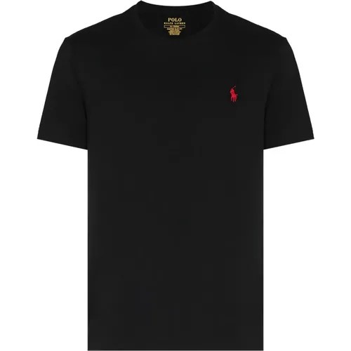 Schwarzes Polo T-Shirt mit Besticktem Logo , Herren, Größe: M - Ralph Lauren - Modalova