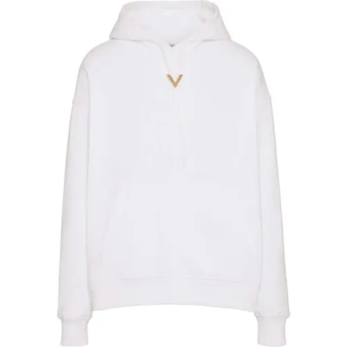 Hoodies, male, , Size: S Oversized Hoodie with V Detail - Valentino Garavani - Modalova