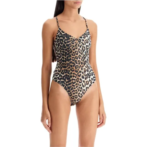 Leopard Print One-Piece Swimsuit - Ganni - Modalova