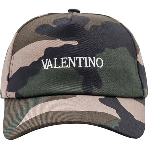 Camouflage Baseball Hat with Embroidery , male, Sizes: 59 CM, 58 CM - Valentino Garavani - Modalova