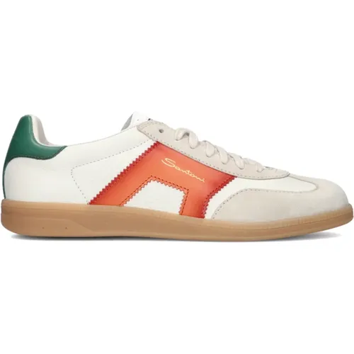 White Sneakers Combi , male, Sizes: 8 UK, 9 UK, 7 1/2 UK, 6 1/2 UK, 9 1/2 UK - Santoni - Modalova