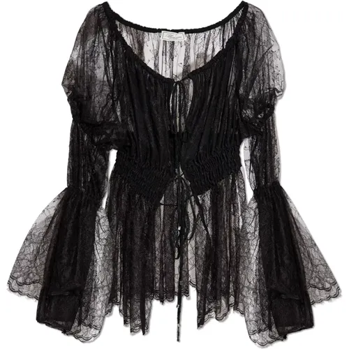 Blouses, female, , Size: 2XS Lace top with long sleeves - Blumarine - Modalova