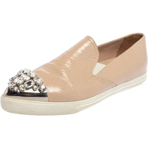 Pre-owned Flats, female, , Size: 8 US Pre-owned Leather sneakers - Miu Miu Pre-owned - Modalova