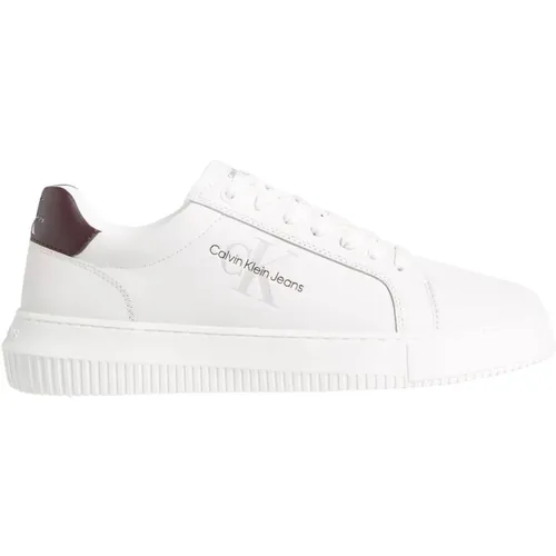 Weiße Casual Leder Sneakers , Herren, Größe: 43 EU - Calvin Klein Jeans - Modalova