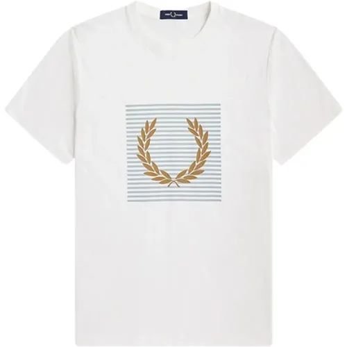 T-Shirts, male, , Size: L Striped Laurel Wreath Jersey Shirt - Fred Perry - Modalova