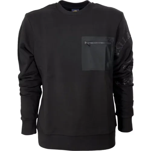 Herren Rundhals-Sweatshirt mit Tasche 12311821 Farbe Schwarz , Herren, Größe: 2XL - PAUL & SHARK - Modalova