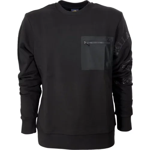 Herren Rundhals-Sweatshirt mit Tasche 12311821 Farbe Schwarz , Herren, Größe: M - PAUL & SHARK - Modalova