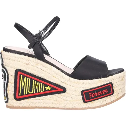Satin Platform Sandals, Bess , female, Sizes: 4 UK, 5 UK, 2 UK, 3 UK - Miu Miu - Modalova