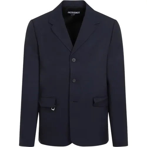 Blazers, male, , Size: L Dark Navy Cotton Jacket Aw24 - Jacquemus - Modalova