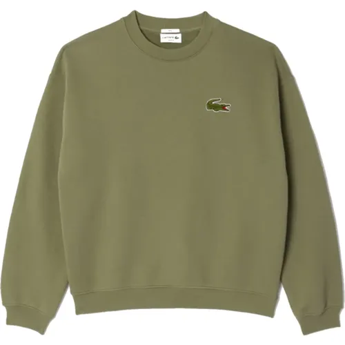 Sweatshirts, male, , Size: M Loose Fit Badge Sweatshirt ( Khaki) - Lacoste - Modalova