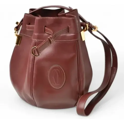 Pre-owned Bucket Bags, female, , Size: ONE SIZE Pre-owned Leather shoulder-bags - Cartier Vintage - Modalova