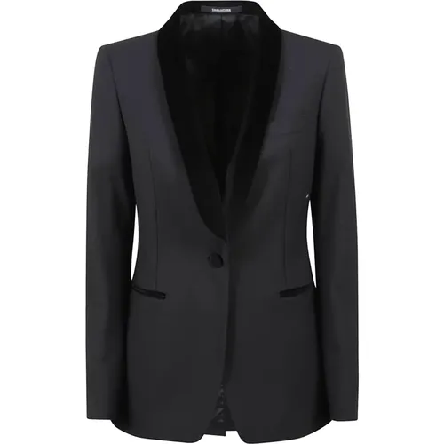 Velvet Lapel Tuxedo Jacket , female, Sizes: S - Tagliatore - Modalova